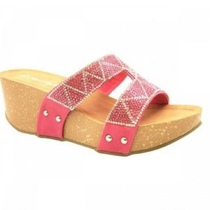 Fuchsia Shaanne 3" Inch Crystal Coated Wedges